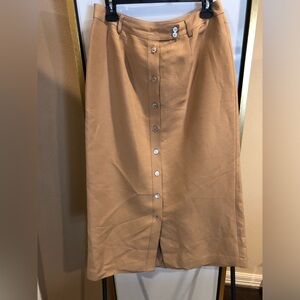 Liz Claiborne Camel Button-Down Midi Skirt
